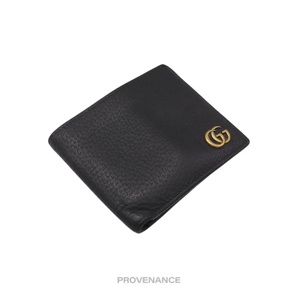 🔴 Gucci GG Marmont Bifold Wallet - Black Leather